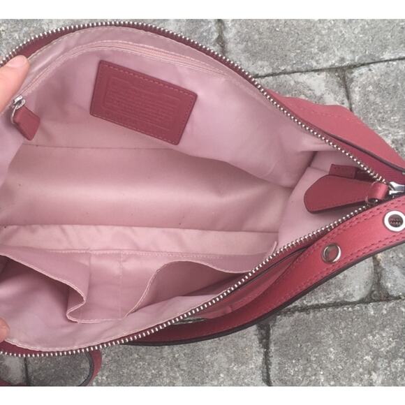 Coach F15512 Pink Madison Gathered Leather Hobo Shoulder Bag Gold Chain - Picture 4 of 13